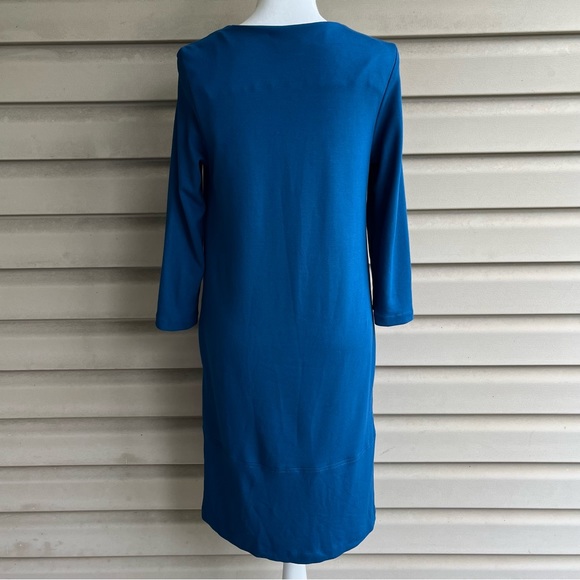 •J.Jill• Ponte Knit Teal Blue Shift Dress‎ - Size Small - Picture 6 of 9